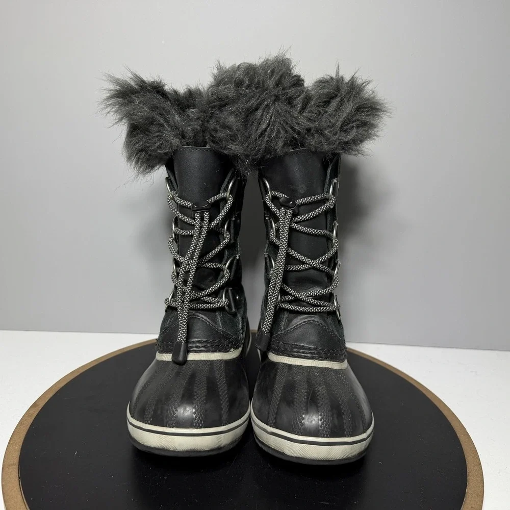 Sorel Joan Of Arctic Boots Youth Size‎ 2 Black Waterproof Faux Fur Snow Winter